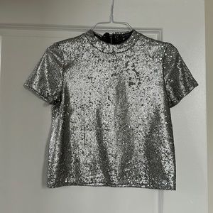 Zara Top Silver Sequin Size M